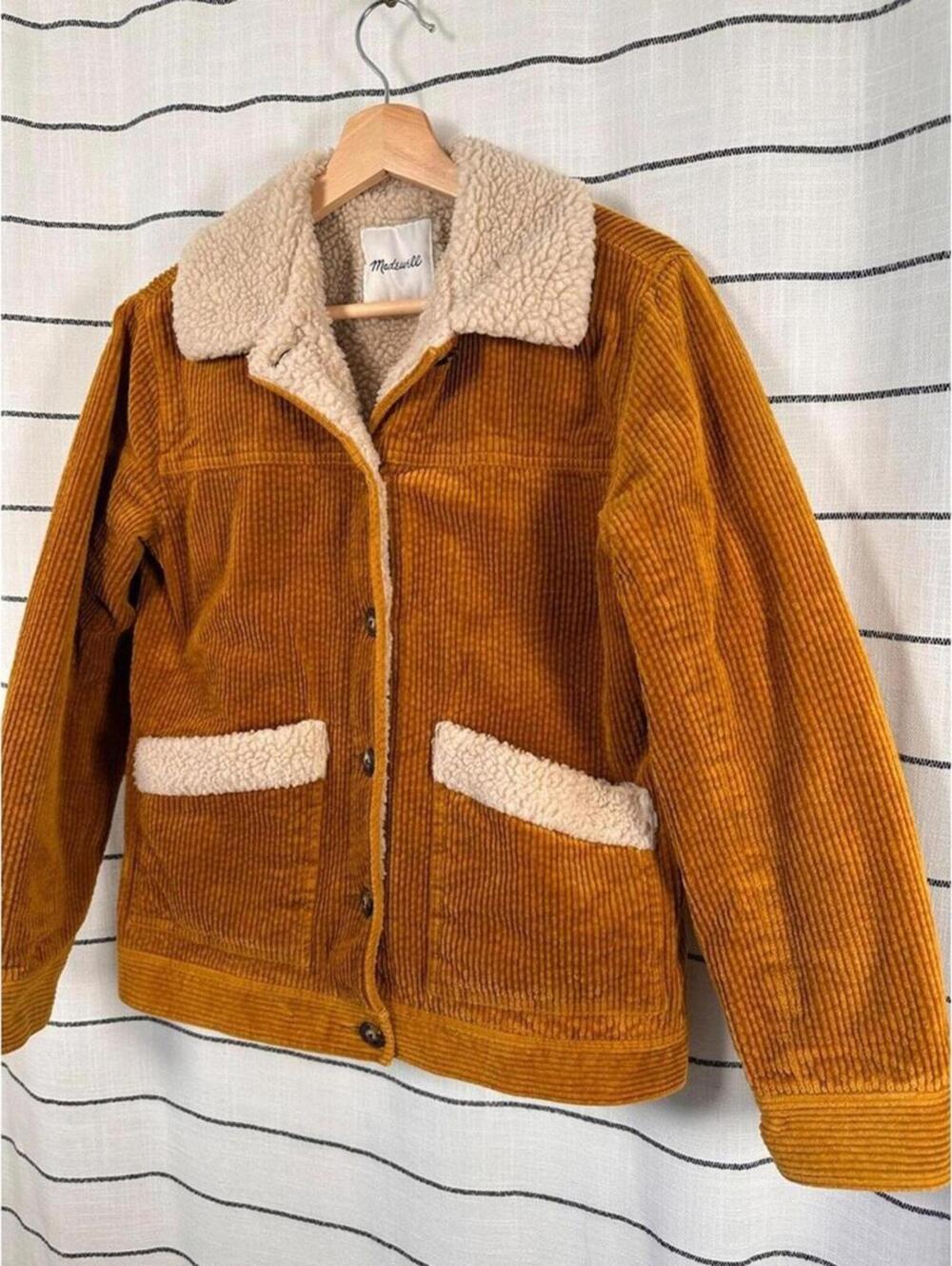 Madewell Sherpa-Lined Corduroy Swing Chore Coat Barn Jacket Size XS - Picture 3 of 8